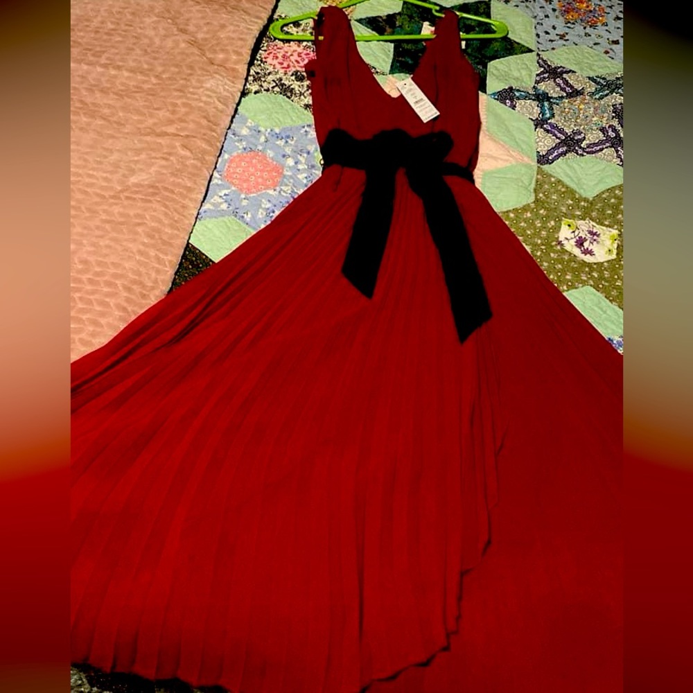 WHBM red dress with velvet bow belt